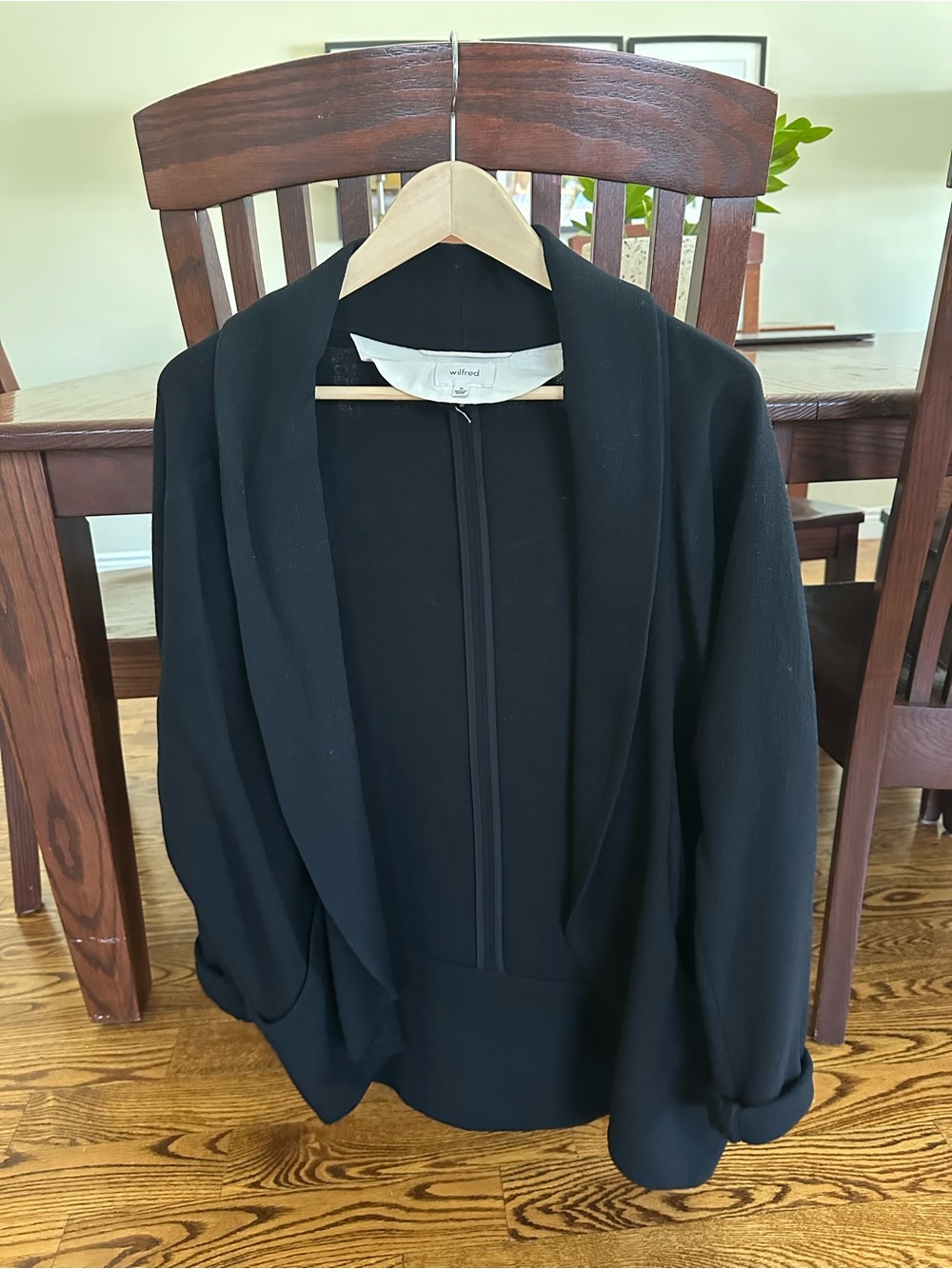 Wilfred Black Open-Front Draped Blazer